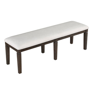 English Elm Classic Dining Bench with Dark Finish Upholstered Seat, Sturdy Wood Frame, Comfortable 250lb Capacity Espresso 60.5 L x 19 W x 7 H B011P348873