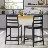 Solid Wood Ladder Back Counter Stool - Set of 2 Black ERKD7DBLWP Walker Edison