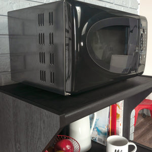 English Elm Microwave/Kitchen Cart Black finish with Drawer, Cord Management, Adjustable Shelf & Casters for Small Spaces B356P402799