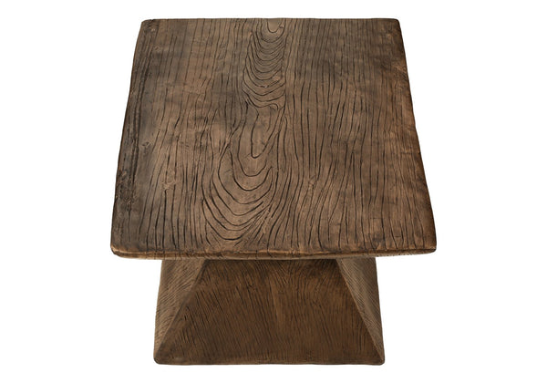 English Elm Accent Table Walnut Finish Magnesium Oxide Build for Indoor Outdoor Contemporary Use B2710P461683