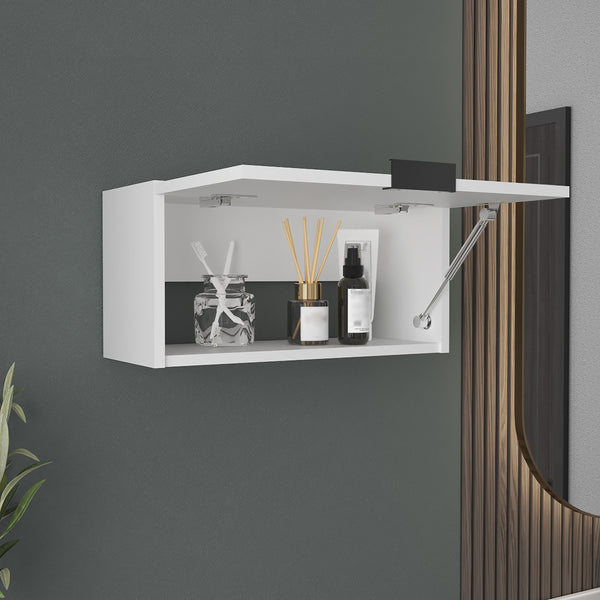 English Elm Wall Wall Cabinet White 1 Door 1 Shelf – Modern Engineered Wood Bathroom Kitchen Storage 20" Wрем B097P369425