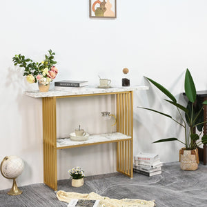 English Elm 47''double Semi-circle Console Table with Led Lighting and Sculptural Hammered Wood Base W2263P395489