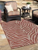 Unique Loom Outdoor Safari Tsavo Machine Made Animal Print Rug Rust Red, Ivory/Gray 5' 3" x 8' 0"