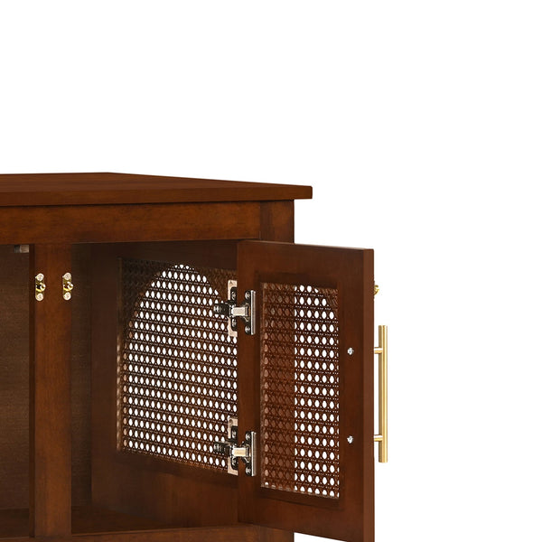 English Elm Lars Rubberwood Rattan Dog Crate Cabinet Stylish Pet Kennel for Living Room Walnut N775P397560W