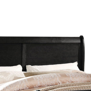 English Elm Black Sleigh Twin Bed with Brushed Nickel Hardware, Low-Profile Footboard, Box Spring Required, Elegant Pine Finish B062S00534