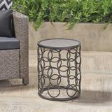 Christopher Knight Home® - Noble House - Elm Outdoor 16 Inch Grey Finish Ceramic Tile Side Table