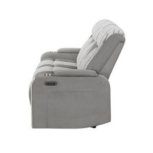 English Elm Duran Power Reclining Sofa with Led Lighting Headrest Usb and Drop Down Table Grey B201P412682