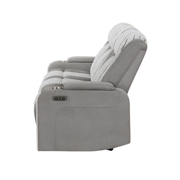 English Elm Duran Power Reclining Sofa with Led Lighting Headrest Usb and Drop Down Table Grey B201P412682