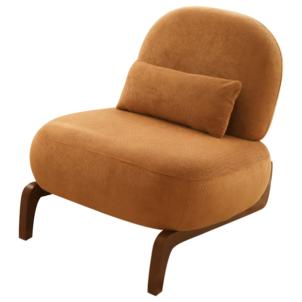 English Elm Cute Barrel Velvet Accent Chair Armless Solid Wood Legs Cozy Reading Nook Seat Caramel W2105P412977