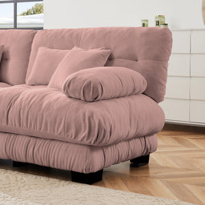 English Elm Free Modular U-Shaped Sectional Sofa - Cozy 4-Seater Cloud Couch In Soft Vintage Chenille Pink W714S01015