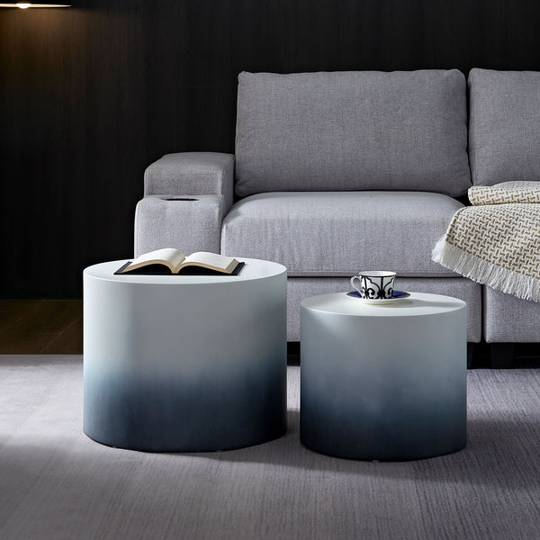 English Elm Mdf Nesting Table Set of 2 Two-tone Geometric Modern Living Room Accent Pair W876P309992