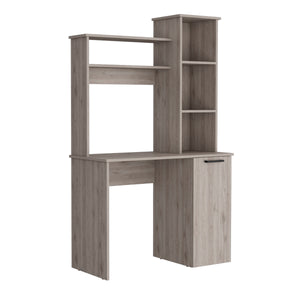 English Elm Carson Grey Computer Desk with Hutch, 25.8" Work Surface, Single Door Cabinet & 3-Tier Shelves B070P188878