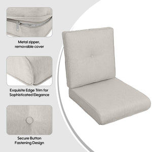 English Elm 2 High Back Patio Chair Cushions 2-Pack Tufted Outdoor Rocking & Adirondack Cushions Waterproof Comfortable Durable Garden Seating Beige W419P311604