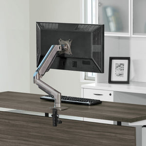 OSP Home Furnishings Single Monitor Arm with Gas Spring Mechanism for Ergonomic Desk Setup and Cable Management SPX3020SMA