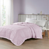 Madison Park Cambria Casual Oversized Down Alternative Blanket with Satin Trim MP51-7645 Lilac