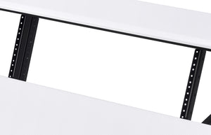 English Elm Suitor White & Black Studio Desk with Sliding Keyboard Tray, 61-Key Support, Open Storage, Casters B2726P297802