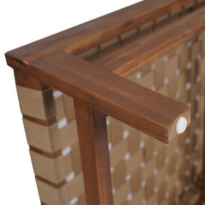 English Elm Christopher Knight Home® - Outdoor Rope Chaise Lounge with Acacia Wood Frame and Adjustable 4-Position Recline for Patio Comfort Light Brown,Mocha 84.84 L x 29.13 W x 5.78 H N776P288556B