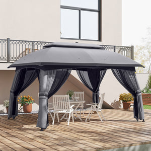English Elm Outsunny 10' X 13' Outdoor Patio Gazebo With Vented Roof & Insect Netting For Stylish Backyard Comfort W2225P174240-GIGA