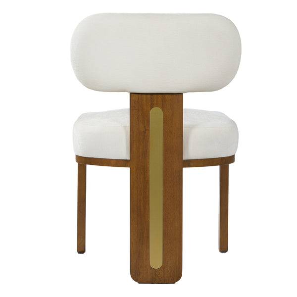 English Elm Mid-century Modern Rattan Cane Back Dining Chair Set Rubberwood Frame Upholstered Seat N768P437935W