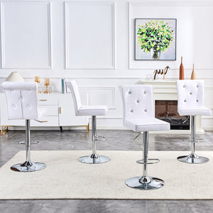 English Elm 4-pack Pu High-back Dining Chairs with Powder-coated Metal Legs for Modern Kitchens White W3875P371068
