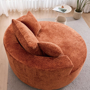 English Elm Round Swivel Barrel Chair Plush Chenille Upholstery Cozy Accent Seat for Any Room Orange W2915P338894