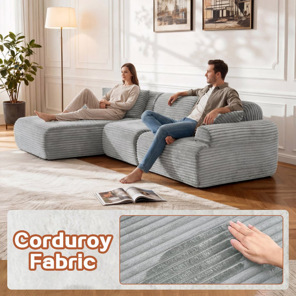 English Elm 105'' Modular Sectional with Woven Upholstery Washable Covers for Living Room W3565S00016