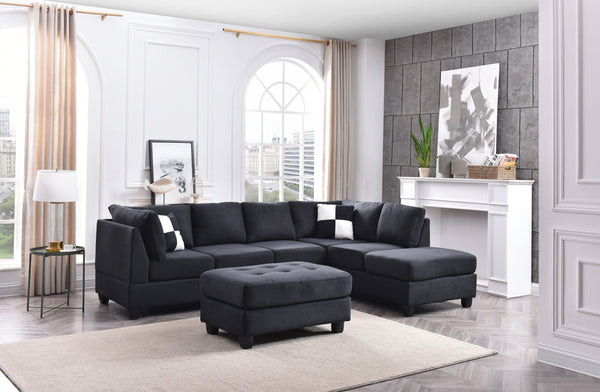 English Elm G635B-SC Black Microfiber Sectional Sofa Without Ottoman – Pocketed Coil & Foam Seating, Removable Backs for Easy Delivery and Reversible Chaise Configurations B078S00061