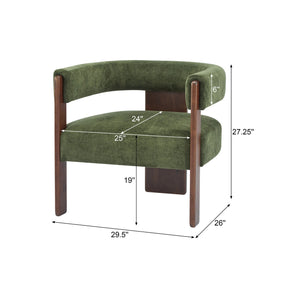 English Elm Christopher Knight Home® - Modern Velvet Upholstered Accent Arm chair with Barrel Back Design, Luxurious Velvet Comfort & Curved Legs Olive Green,Walnut 29.5 L x 25.5 W x 14.5 H N776P205886G