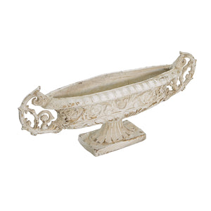 English Elm 31.5x6.9x13.8" Magnesium Pedestal Vase Ornate Scrolled Handles Antique White Mantel Decor W2078P491174