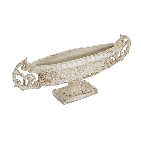 English Elm 31.5x6.9x13.8" Magnesium Pedestal Vase Ornate Scrolled Handles Antique White Mantel Decor W2078P491174