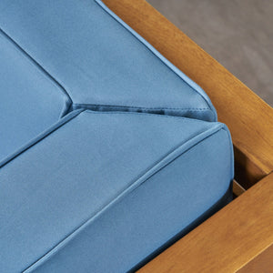 English Elm Christopher Knight Home® - OANA Outdoor Club Chair with Acacia Wood Frame, Removable Cushions, Slatted Design for Quick Drying Pecan+Blue 65546.00BLU