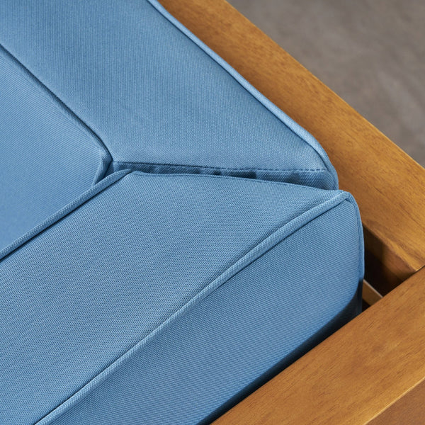 English Elm Christopher Knight Home® - OANA Outdoor Club Chair with Acacia Wood Frame, Removable Cushions, Slatted Design for Quick Drying Pecan+Blue 65546.00BLU