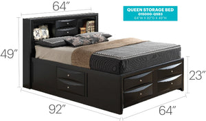 English Elm Stylish Black Queen Storage Bed - Modern Design With Ample Storage For A Sleek Bedroom Upgrade B078S00166-GIGA