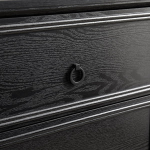 English Elm Modern 6-Drawer Chest of Drawers for Bedroom — Spacious Wooden Dresser with Smooth Glide Drawers, Elegant Patterned Top Black W2275P224406
