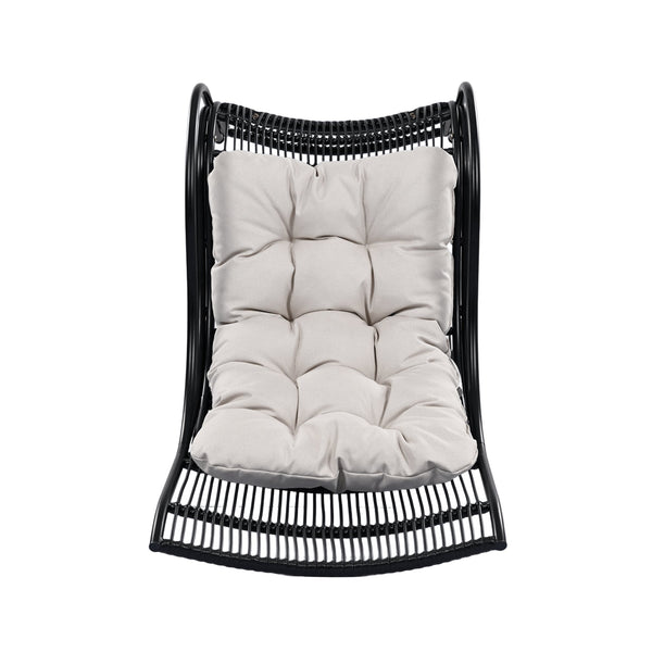 English Elm Christopher Knight Home® - 3 Piece Wicker Patio Set with Cloud-Like Cushions, Acacia Top Table, Rust-Resistant Steel Frame Beige+Black N780P209442B