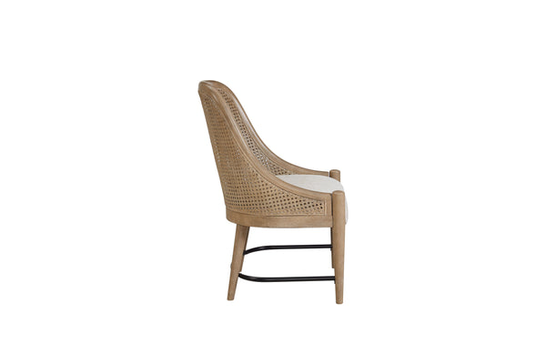 English Elm Cane Sand-Colored Host Chairs Set of 2 — Solid Wood Frame, Cane Back, Polyester Upholstered Seats, Elegant Finish B2699P224815