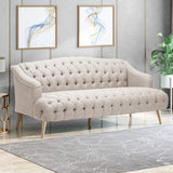 Christopher Knight Home® Adelia Contemporary Tufted Fabric 3 Seater Sofa, Beige and Natural