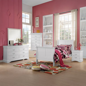 English Elm 1pc Classic White Louis Philippe Nightstand with 2 Drawers, Brushed Nickel Handles, No Assembly Required B2741P323122