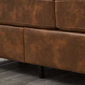 English Elm 2 Piece Pu Leather Sofa Set Tufted Cushions Hidden Storage Modern Living Room Brown W1097S00251