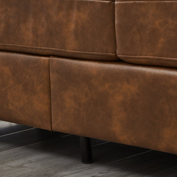 English Elm 2 Piece Pu Leather Sofa Set Tufted Cushions Hidden Storage Modern Living Room Brown W1097S00251