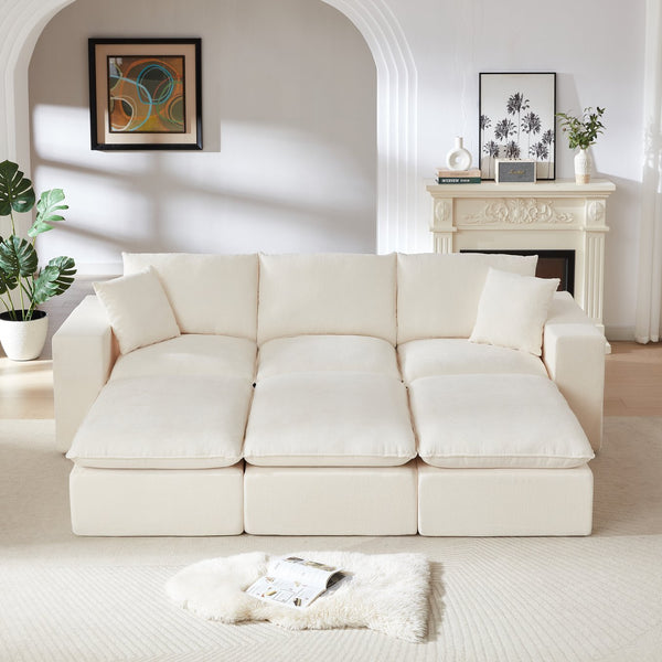 English Elm Modern Chenille Cloud Sectional Modular Sofa Sculptural Puffy Cushions for Living Rooms W3396S00048