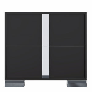 English Elm Elegant Nightstand with Metal Feet and Two Spacious Drawers for Stylish Bedroom and Living Rooms Black 28.75 L x 17.75 W x 7.75 H N733P307938B