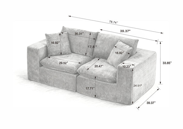 English Elm Modern Chenille Cloud Sofa - Plush Comfort, Modular Design, Perfect For Stylish Living Rooms & Offices W3396P388639