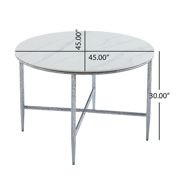 English Elm Sintered Stone Square Dining Table with Hand Hammered Iron X Base Artisan Craft Forged Pewter N771P400389Y