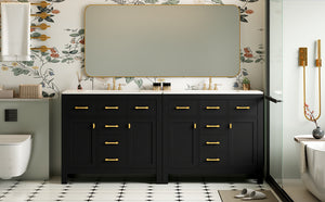 English Elm 72'' Modern Bathroom Vanity Set With Durable Ceramic Sink, Solid Wood Frame, Ample Storage & Style N710SS00011B