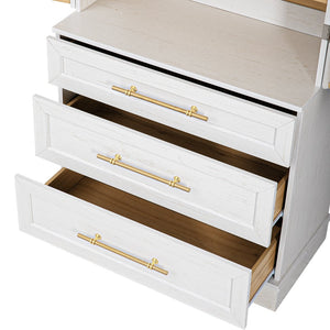English Elm K&k Farmhouse Pantry Cabinet Tall Freestanding Kitchen Storage with Drawers Shelves White N707P356569W