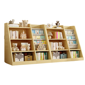 English Elm Wooden Montessori 4-Tier Kids Bookcase with 3 Deep Sling Pockets, Sturdy MDF Organizer for Playroom W2876P233535