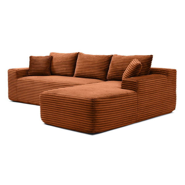 English Elm 105'' Modular L-shape Sectional Corduroy Couch Deep Seat Chaise Living Room Lounge W1117S00391