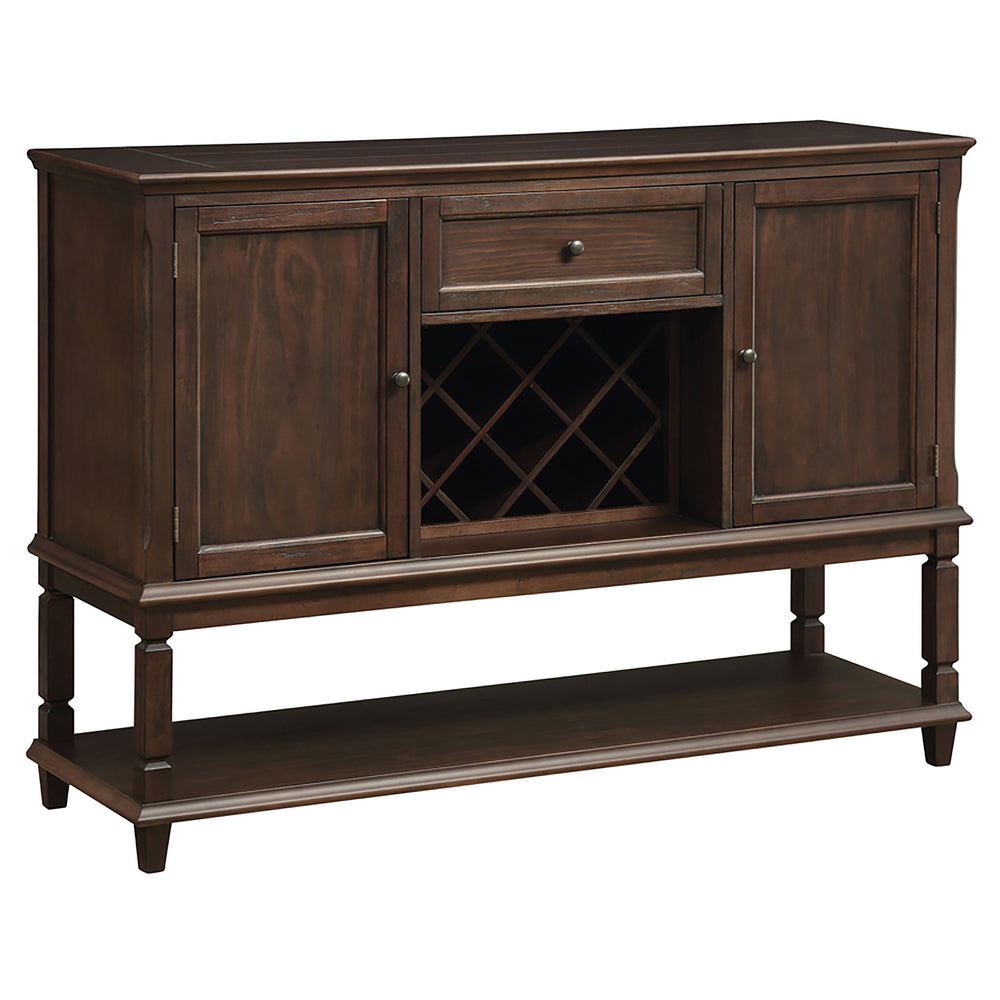 English Elm Declan Rustic Espresso Sideboard Server with Drawer, Lower Shelf & Wine Storage — Stylish Dining Organizer B062P353478