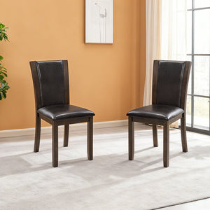 English Elm Dining Chairs Set of 4 Rubberwood Frame with Padded Faux Leather Ergonomic Seats Dark Walnut W1998P248105
